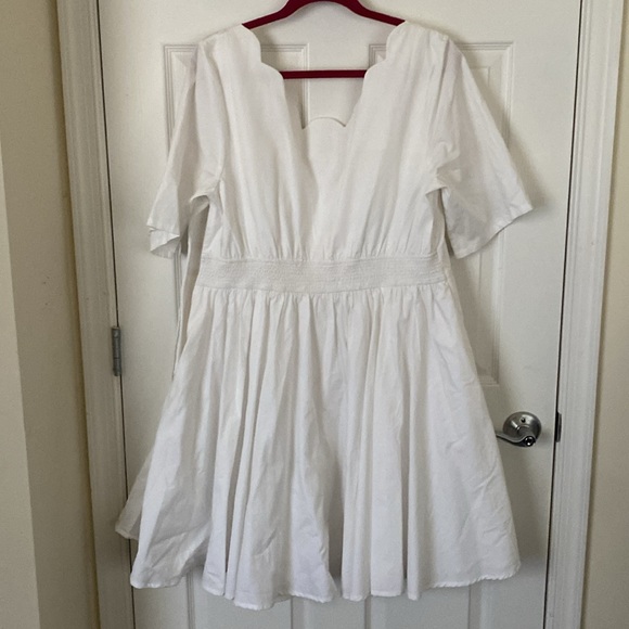 EShakti White Mini Dress Short Sleeve Scallop Neckline Women’s Size 2X 22W - Picture 8 of 10